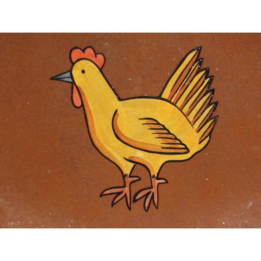 Red wear El Salvador Hechoamana Shicali chicken rooster platter primitive farm